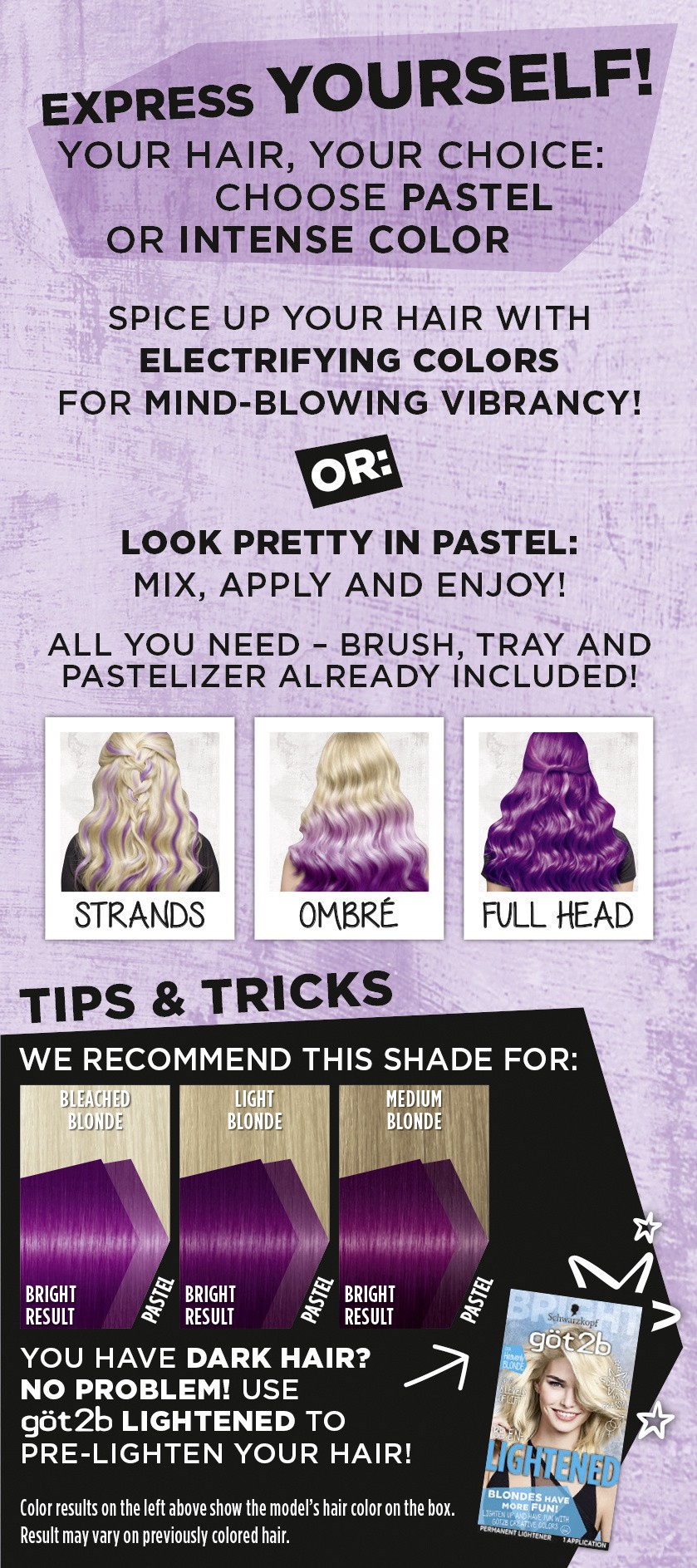 slide 2 of 2, göt2b Schwarzkopf Got2b Creative Semi-Permanent Hair Color, 094 Perky Purple, 4.2 oz