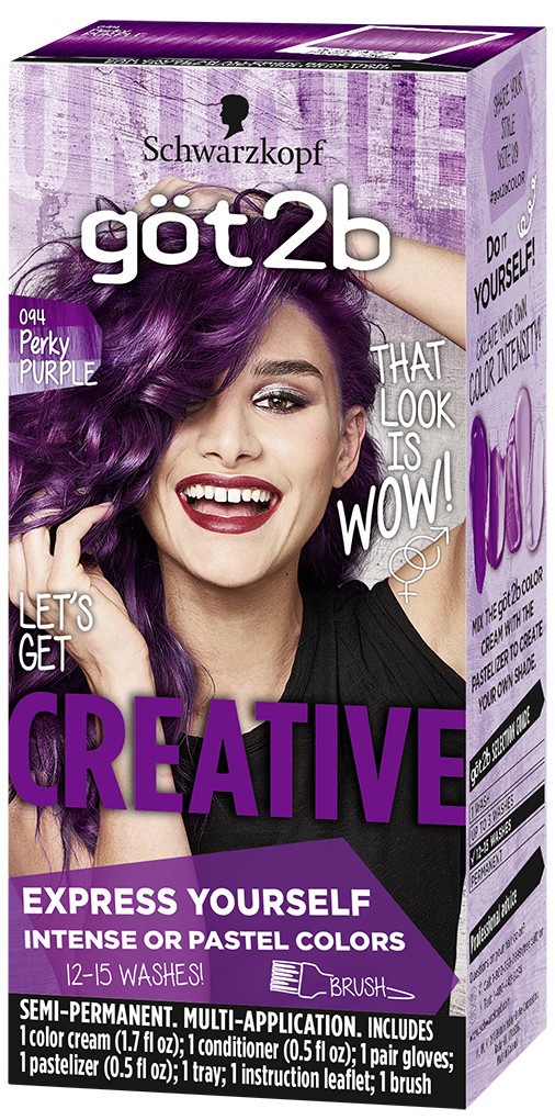 slide 1 of 2, göt2b Schwarzkopf Got2b Creative Semi-Permanent Hair Color, 094 Perky Purple, 4.2 oz