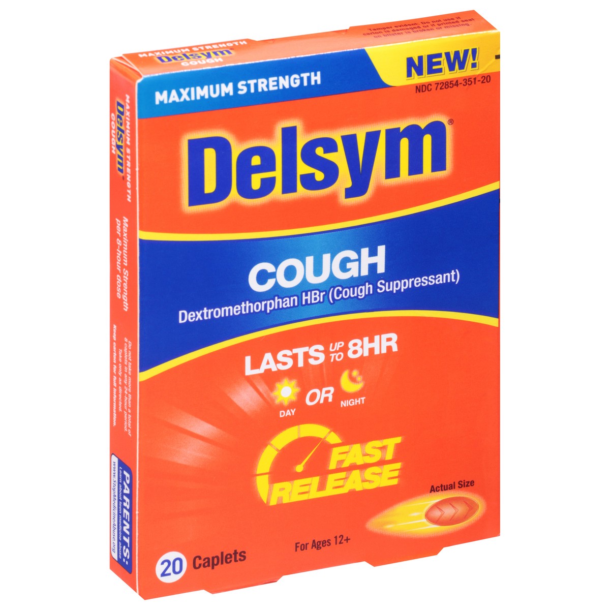 slide 11 of 13, Delsym Adult Caplets Cough Suppressant Cough Relief Cough - 20 ct, 20 ct