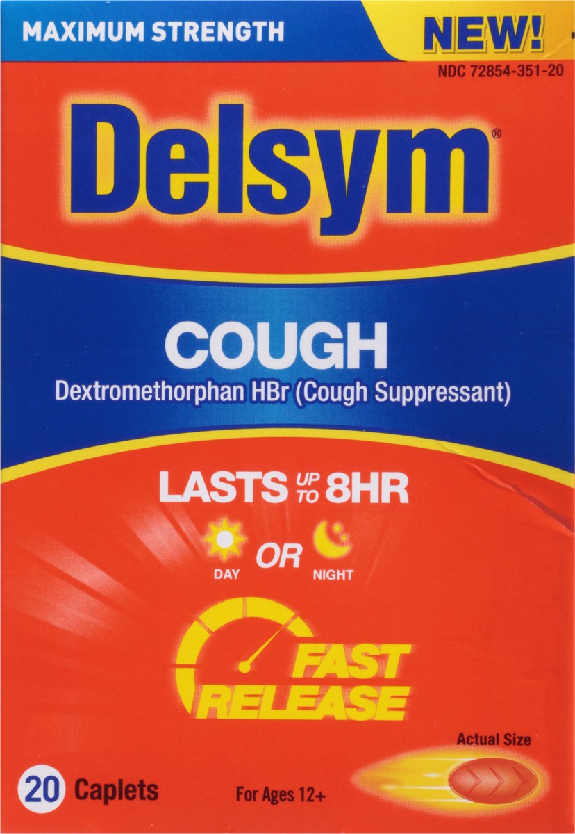 slide 2 of 13, Delsym Adult Caplets Cough Suppressant Cough Relief Cough - 20 ct, 20 ct