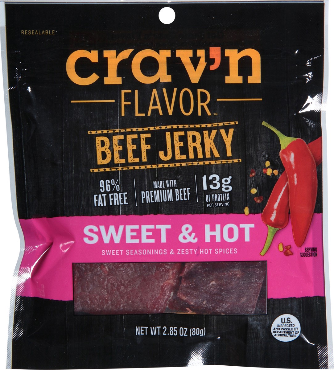 slide 13 of 13, Crav'n Flavor Sweet & Hot Beef Jerky 2.85 oz, 2.85 oz