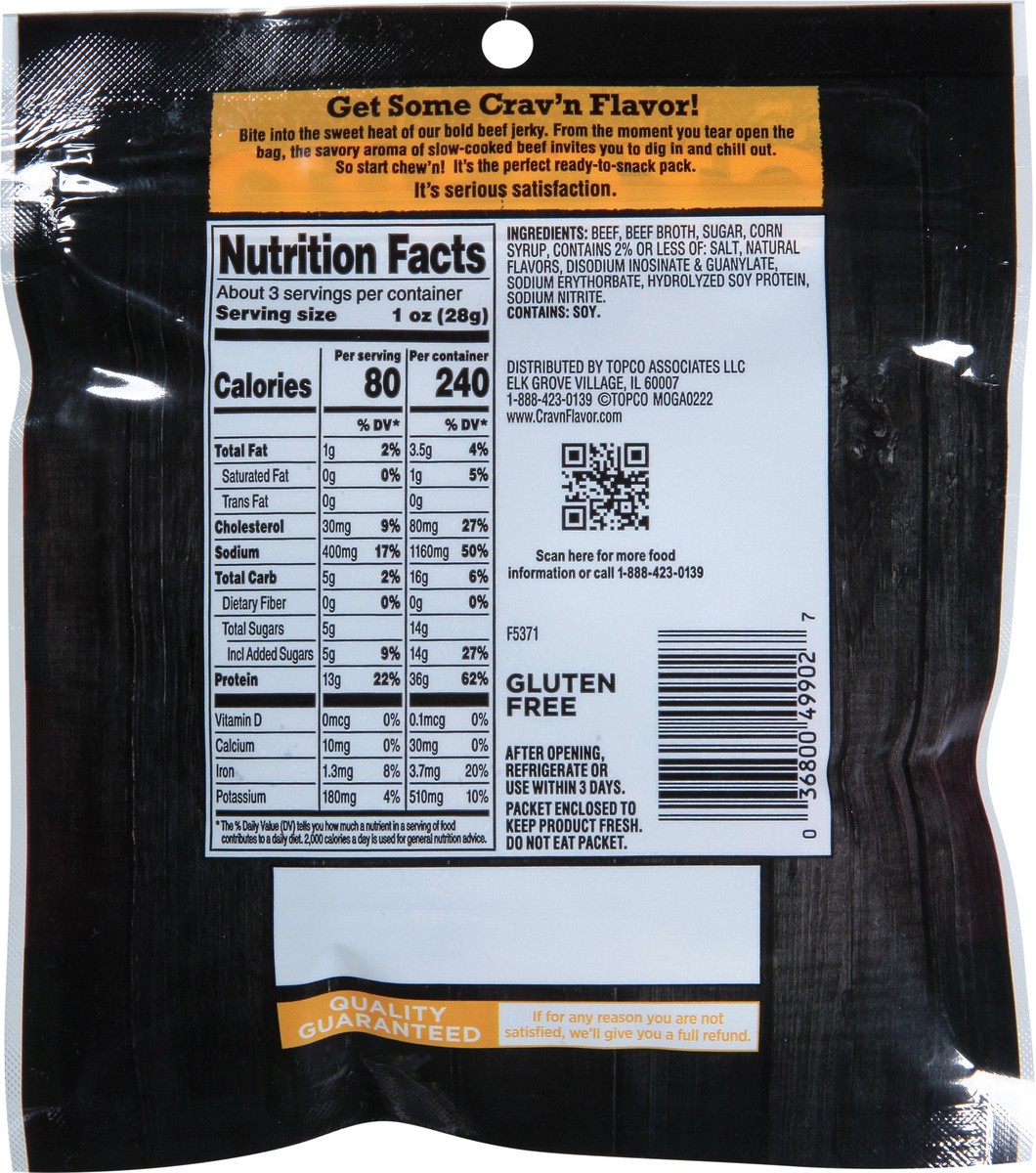 slide 7 of 13, Crav'n Flavor Sweet & Hot Beef Jerky 2.85 oz, 2.85 oz