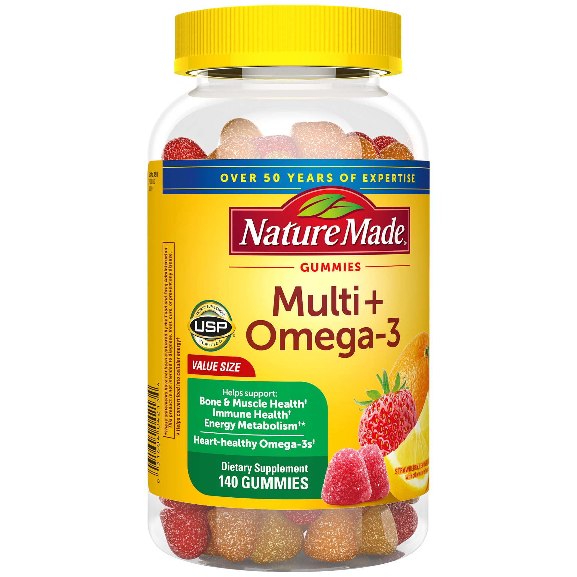 slide 4 of 8, Nature Made Multivitamin + Omega-3, Dietary Supplement for Daily Nutritional Support, 140 Gummy Vitamins and Minerals, 70 Day Supply, 140 ct