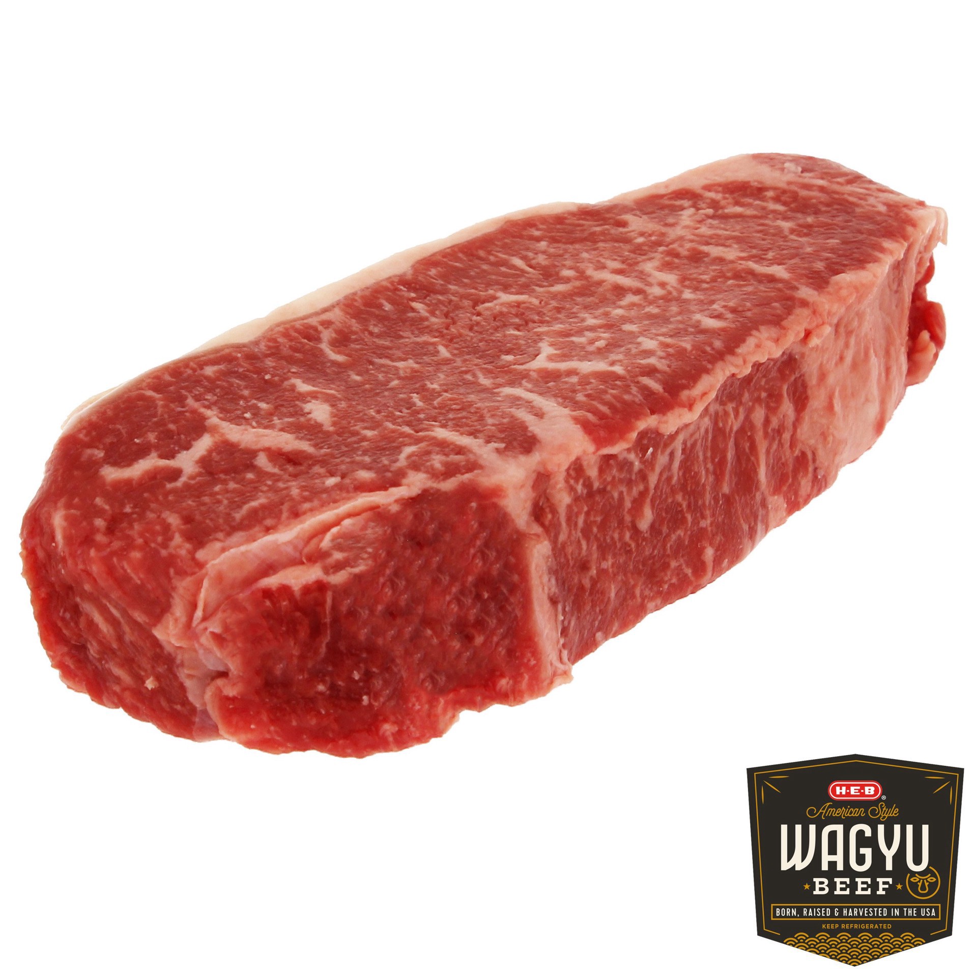 slide 1 of 1, H-E-B American Style Wagyu Beef Boneless New York Strip Steak - Thick Cut, per lb