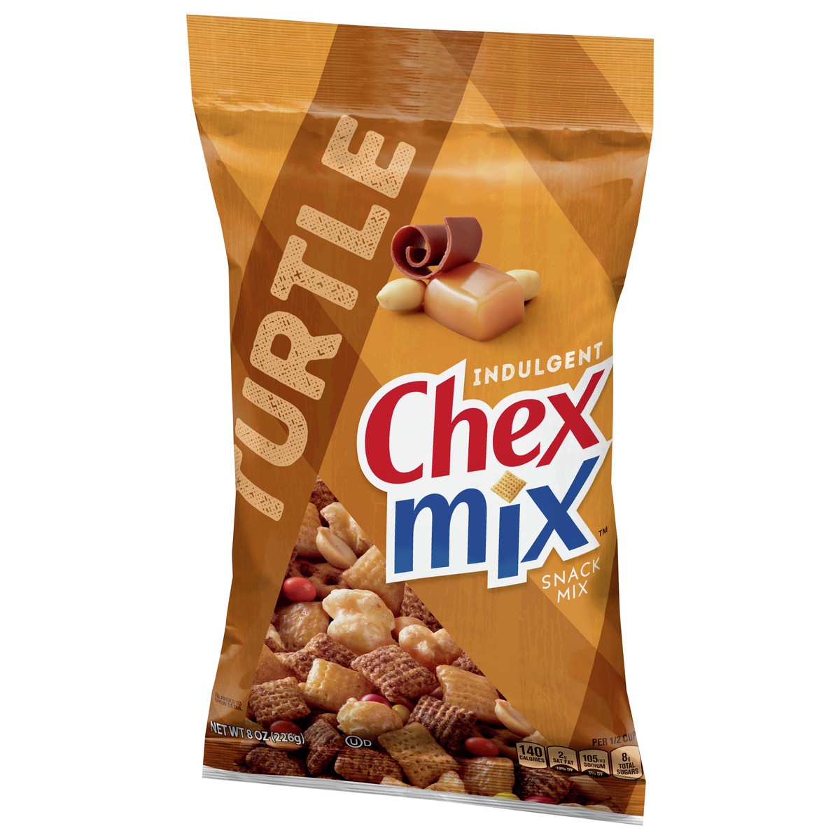 slide 3 of 13, Chex Mix Snack Mix, Turtle, Indulgent Snack Bag, 8 oz, 8 oz