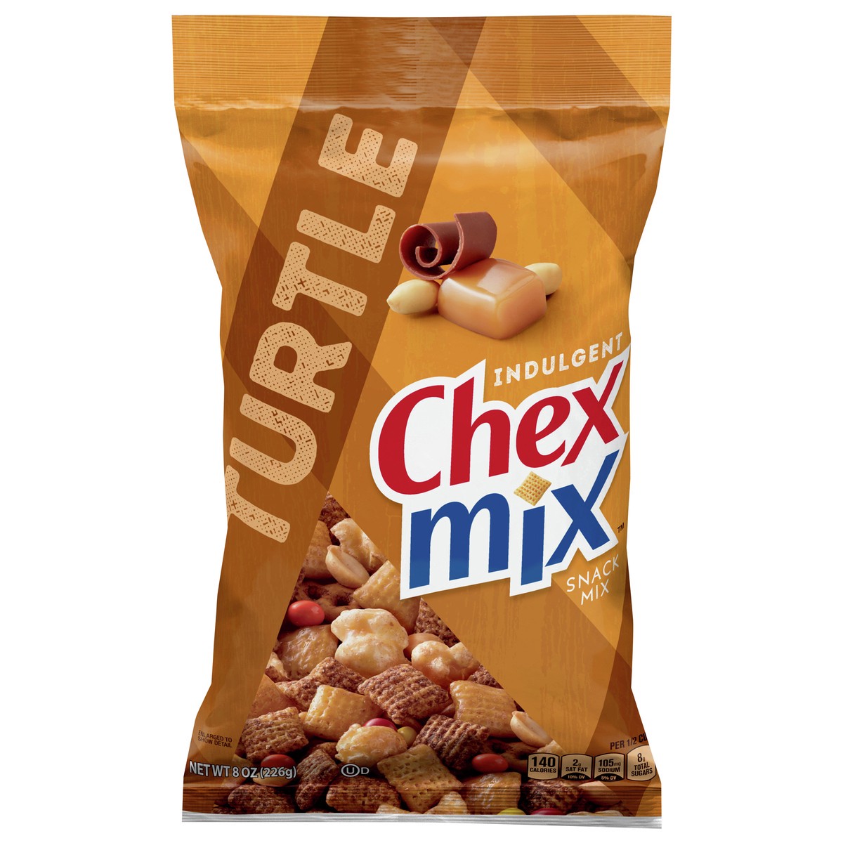 slide 1 of 13, Chex Mix Snack Mix, Turtle, Indulgent Snack Bag, 8 oz, 8 oz