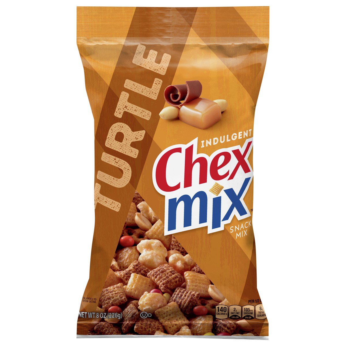 slide 1 of 13, Chex Mix Turtle Snack Mix, Indulgent Snack Bag, 8 oz, 8 oz