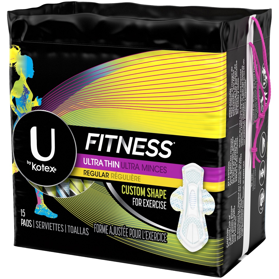 slide 3 of 3, U by Kotex Fitness Ultra Thin Pad Regular, 15 ct