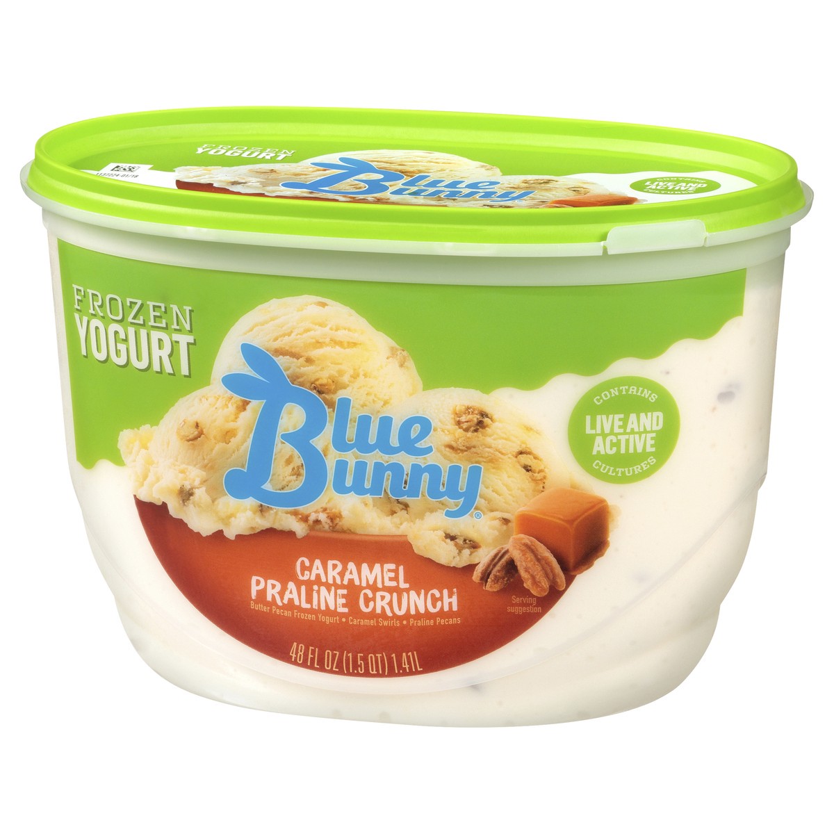 slide 3 of 11, Blue Bunny Yogurt Caramel Praline Ice Cream, 48 fl oz