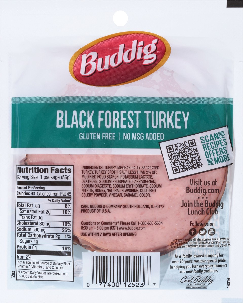 slide 5 of 13, Buddig Black Forest Turkey 2 oz, 2 oz