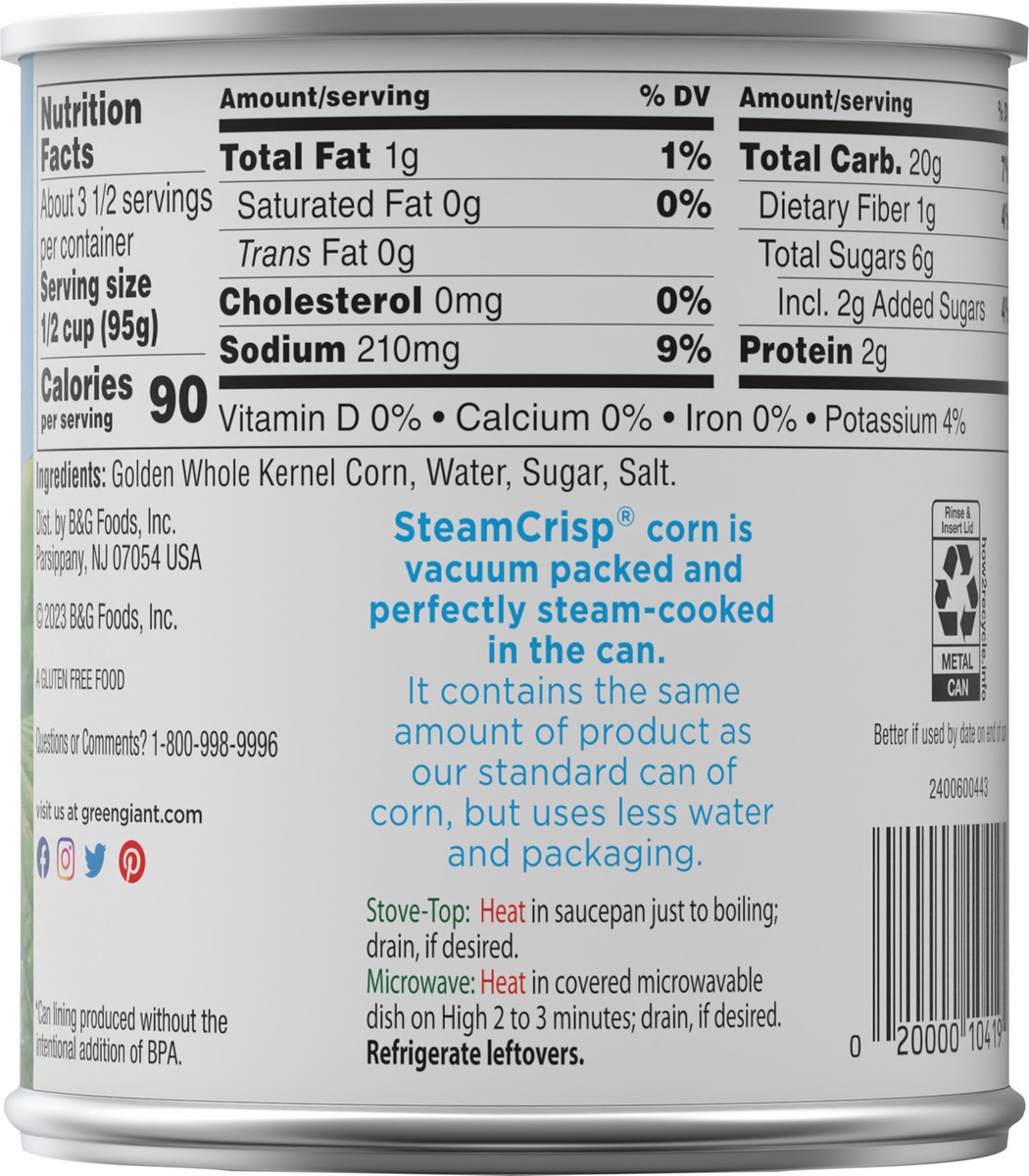 slide 5 of 9, Green Giant Steam Crisp Niblets Whole Kernel Sweet  Corn 11 oz, 