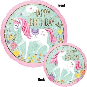 slide 1 of 1, MAYFLOWER DISTRIBUTING 18" Magical Unicorn Hbday Holo-P, 18 in