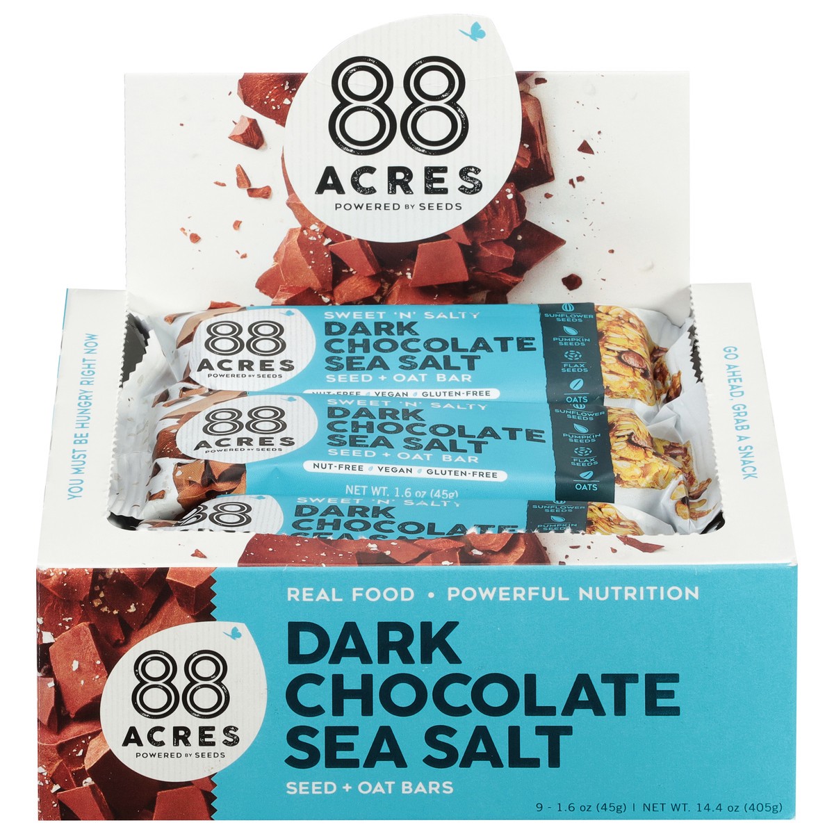slide 1 of 4, 88 Acres Dark Chocolate Sea Salt Seed + Oat Bars 9 - 1.6 oz, 9 ct
