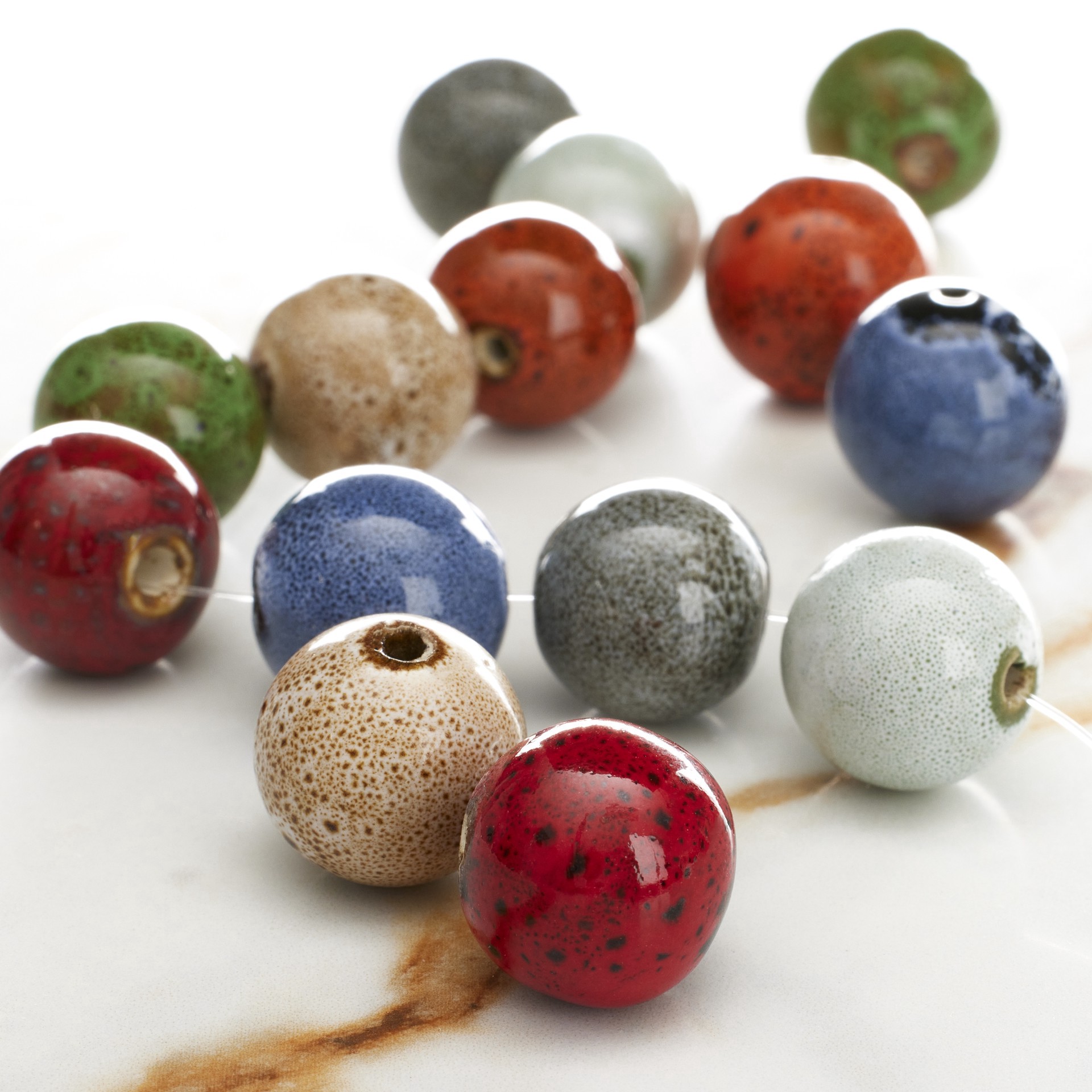 slide 3 of 3, Multicolor Ceramic Round Beads, 16mm By Bead Landing, 16mm