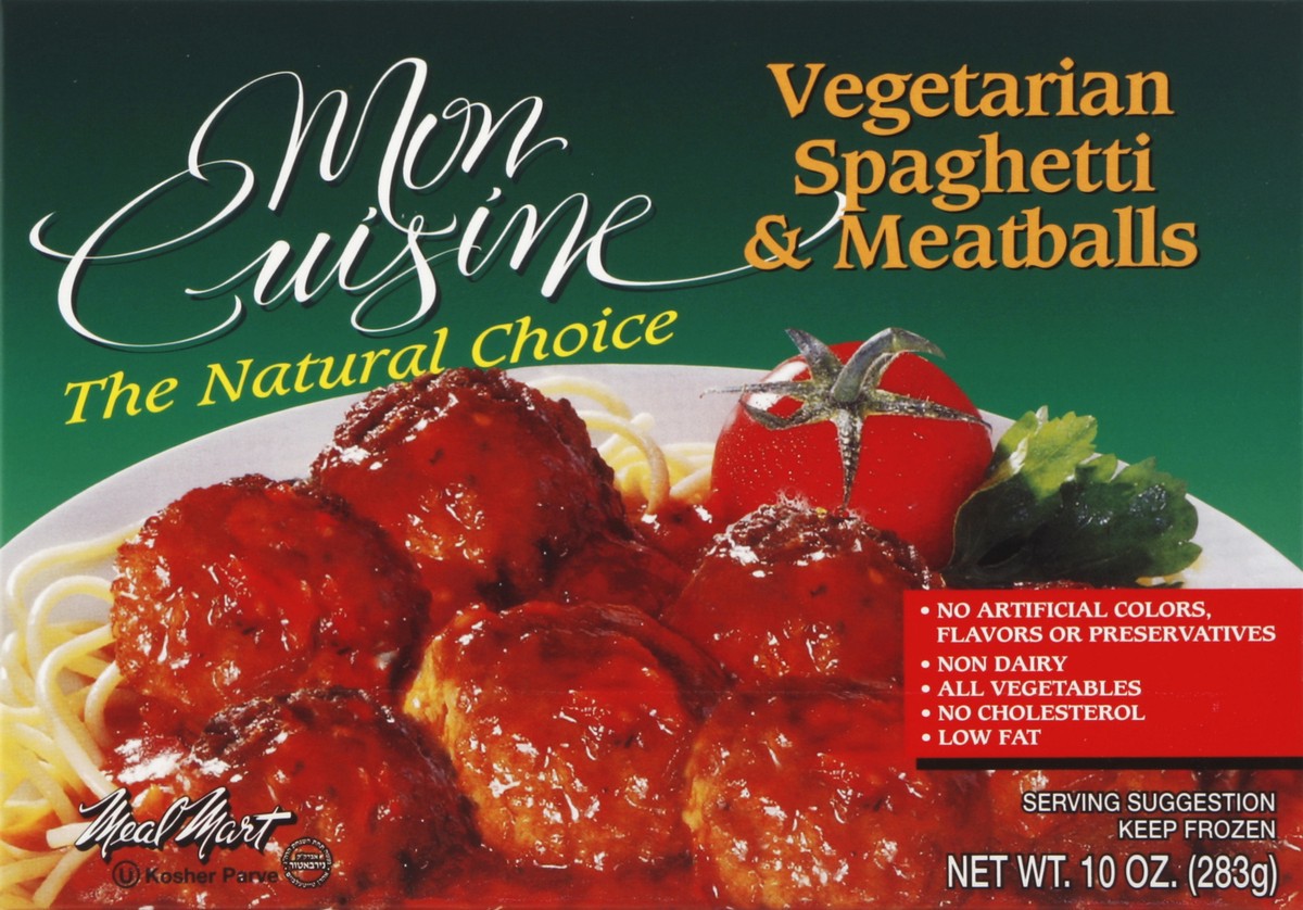 slide 4 of 4, Mon Cuisine Vegetarian Spaghetti & Meatballs, 10 oz