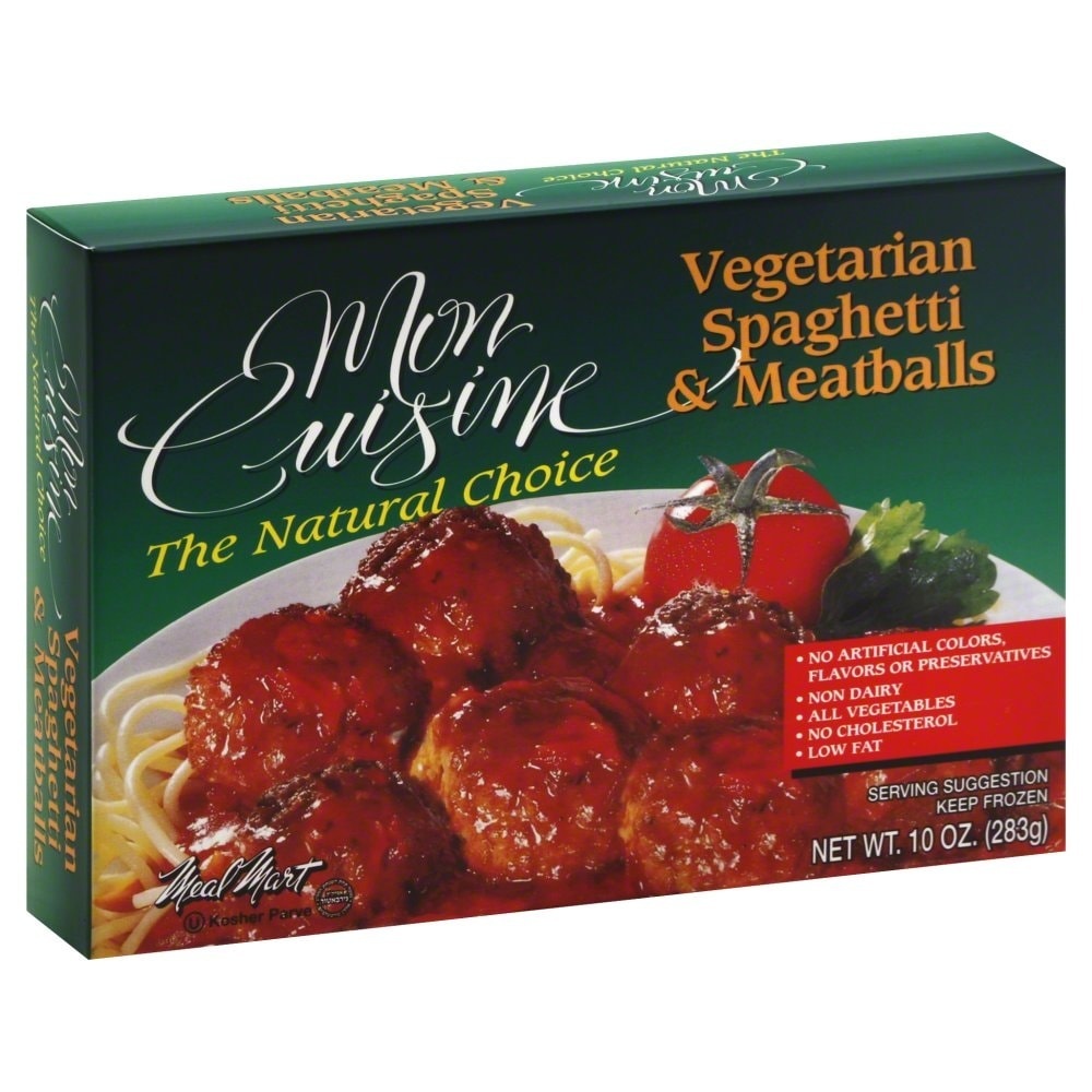 slide 1 of 1, Mon Cuisine Vegetarian Spaghetti & Meatballs, 10 oz