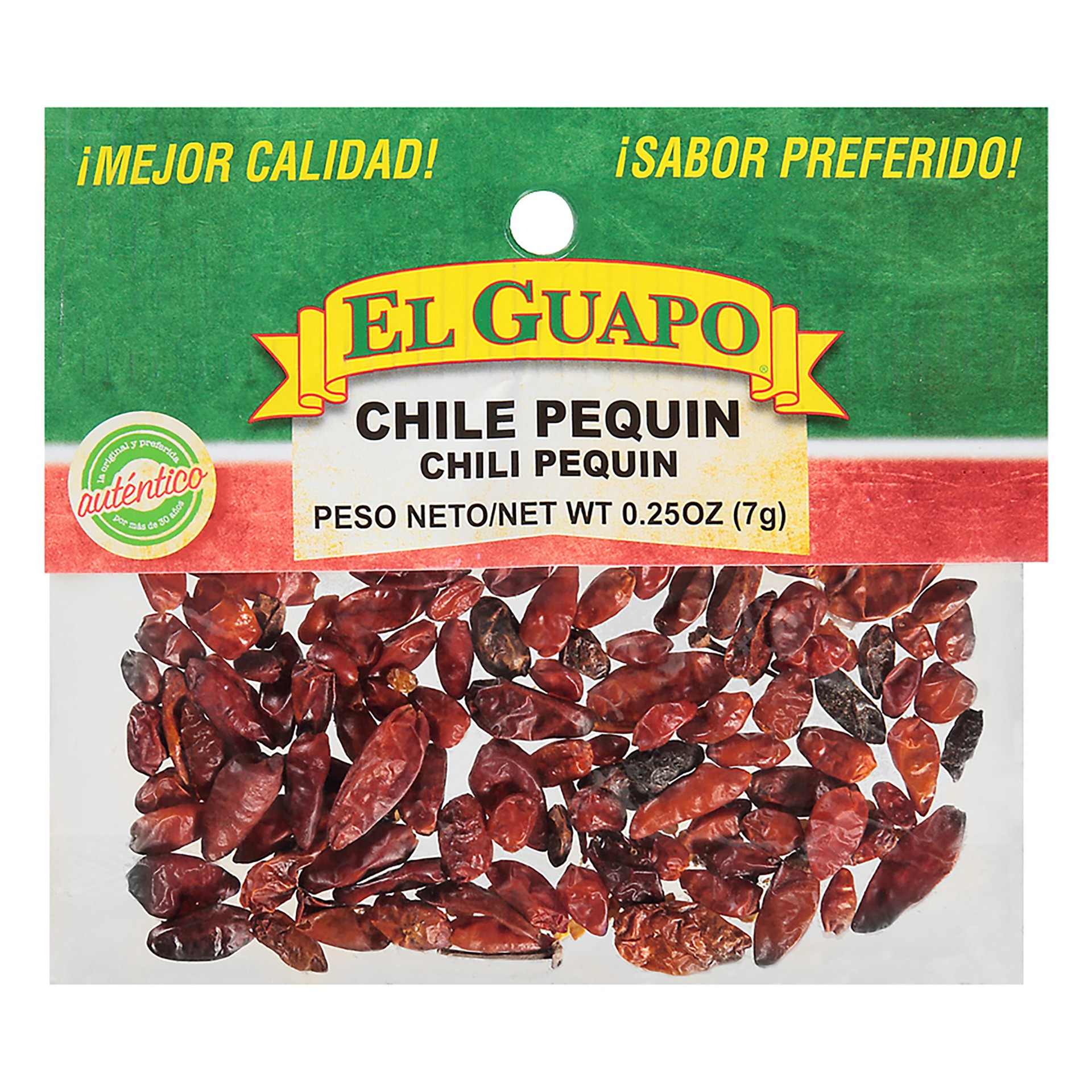 slide 1 of 5, El Guapo Whole Pequin Chili Peppers (Chile Pequin Entero, 0.25 oz