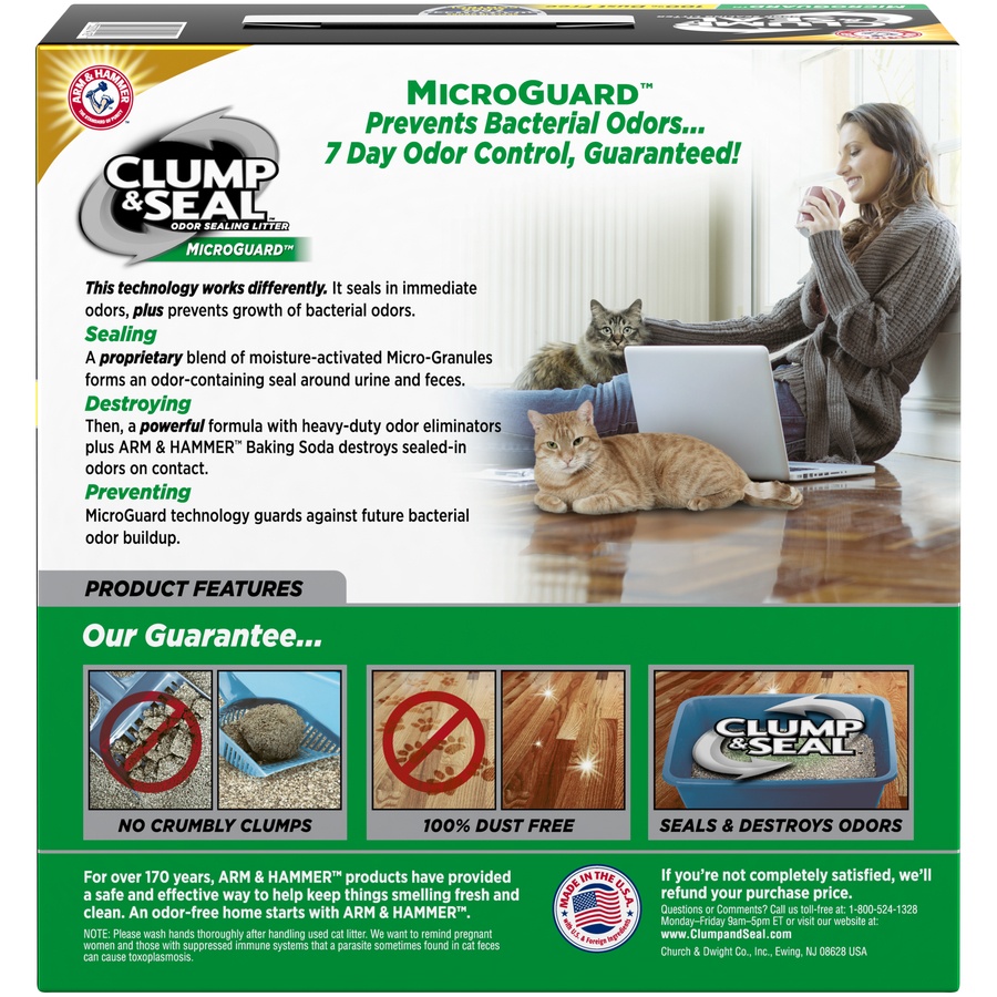 slide 4 of 4, ARM & HAMMER Clump And Seal Microguard Litter, 14 lb