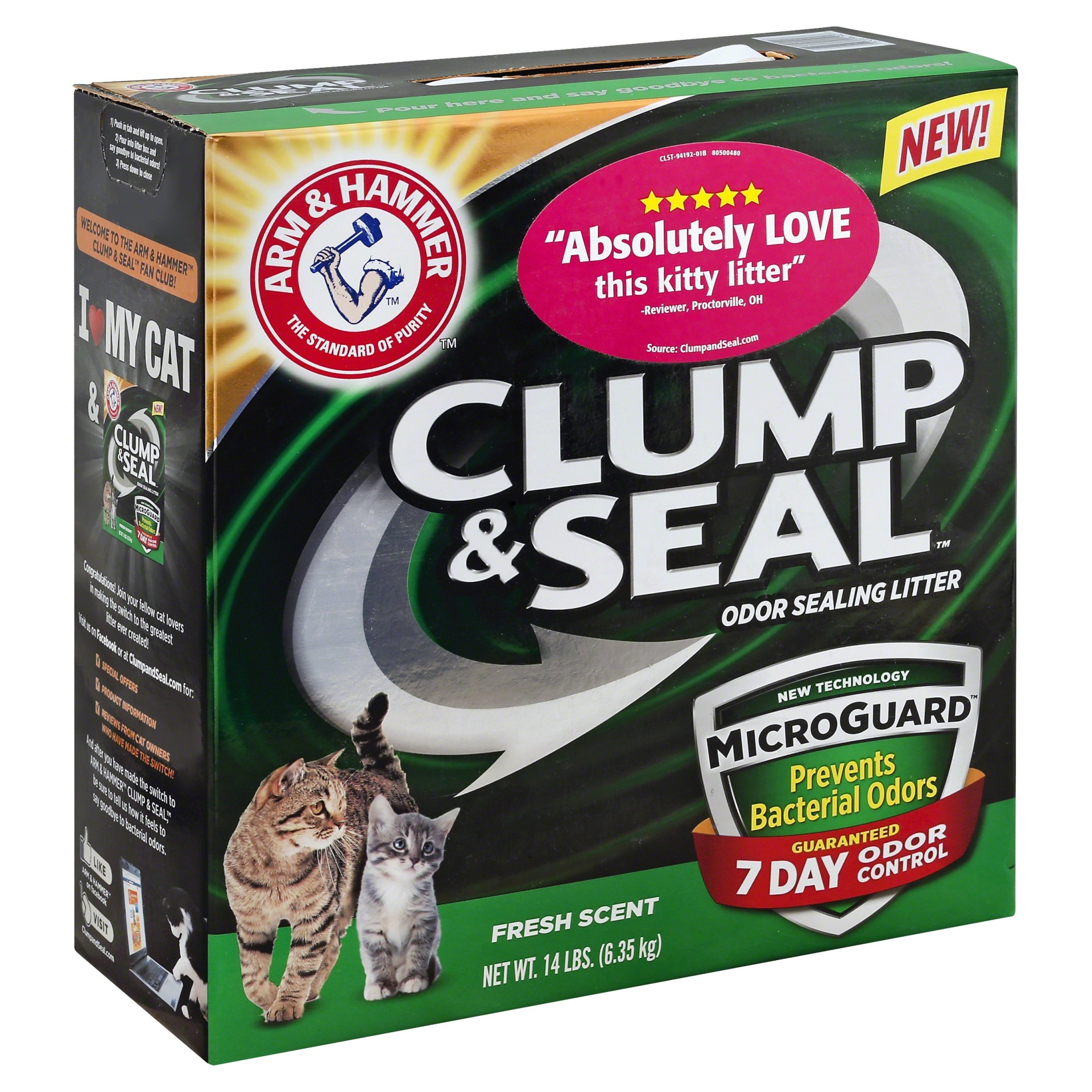 slide 1 of 4, ARM & HAMMER Clump And Seal Microguard Litter, 14 lb