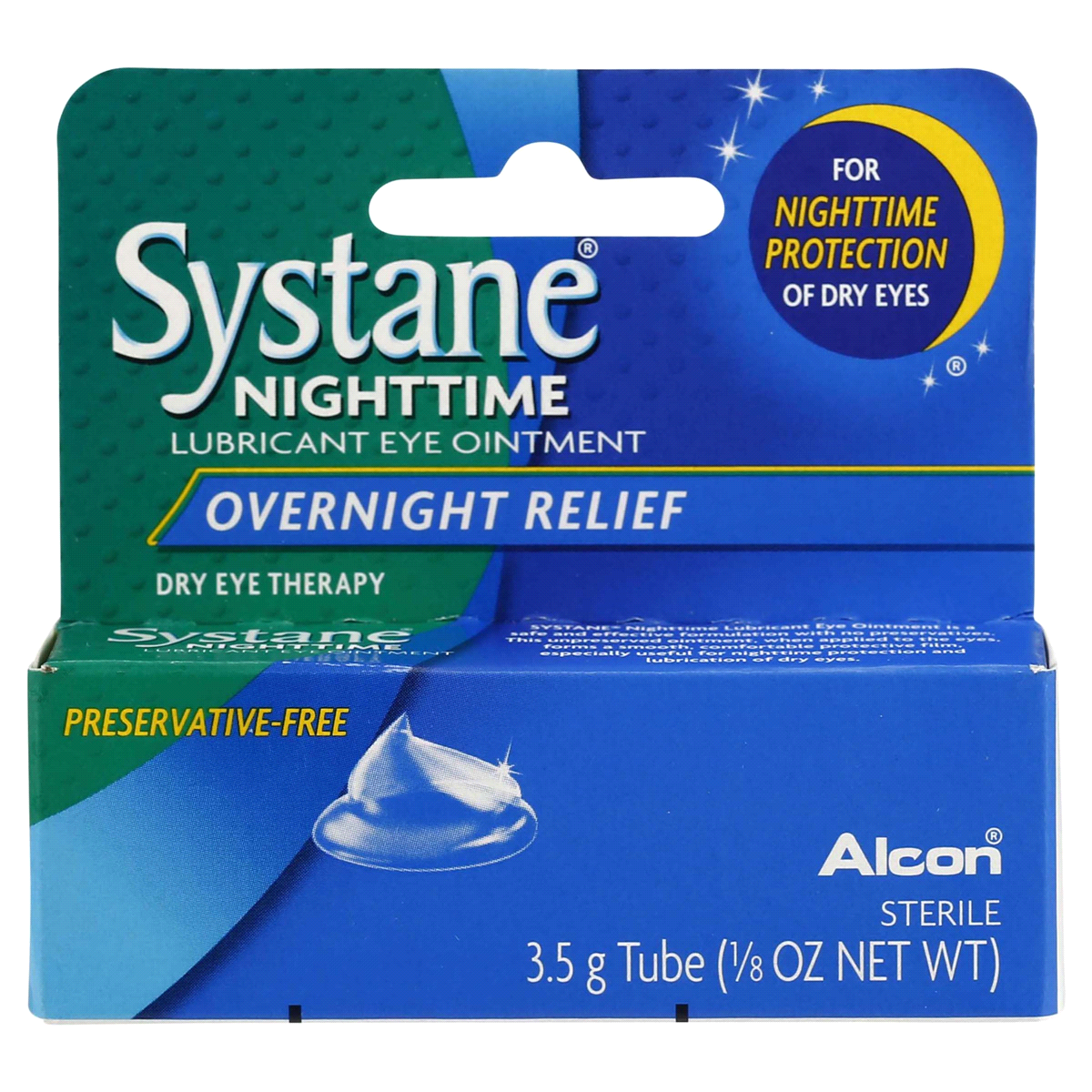 slide 1 of 1, Systane Nighttime Lubricant Eye Ointment Overnight Relief, 0.13 oz