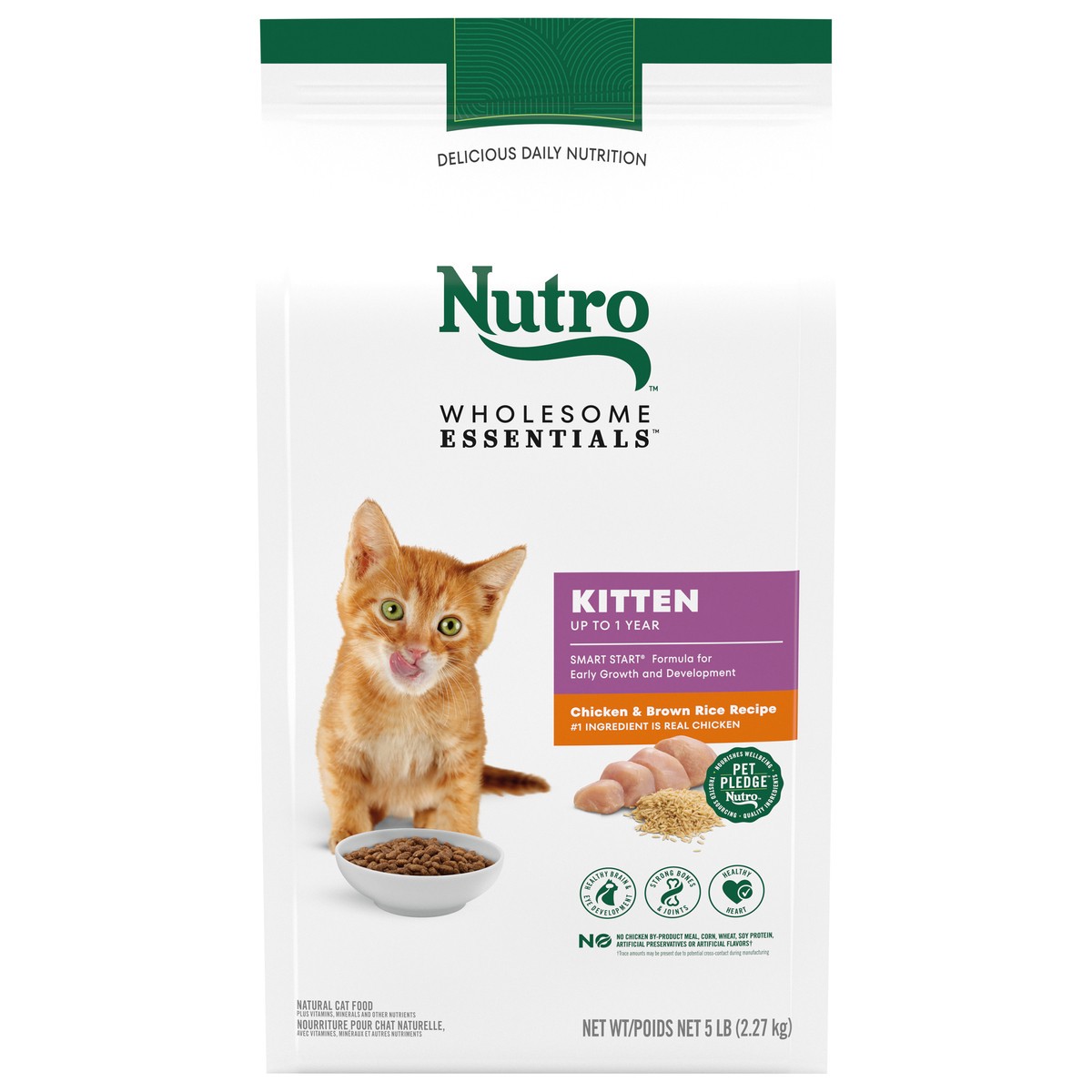 slide 1 of 5, Nutro Wholesome Essentials Natural Kitten Chicken & Brown Rice Recipe Cat Food 5 lb, 5 lb