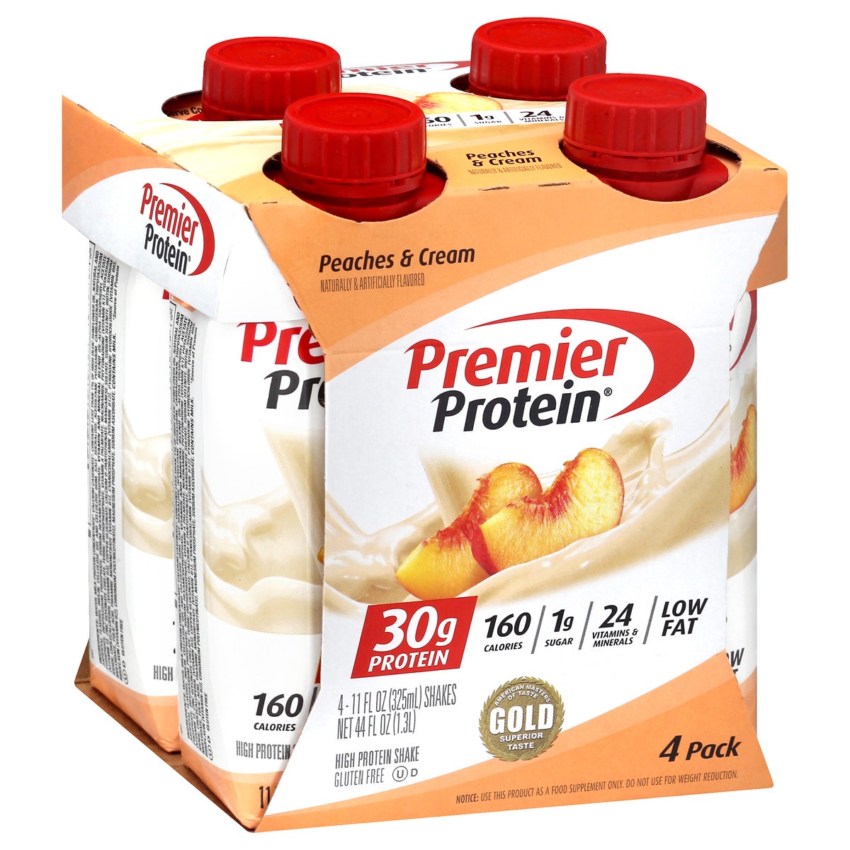 slide 2 of 9, Premier Protein 4 Pack Peaches & Cream Protein Shake 4 ea, 4 ct