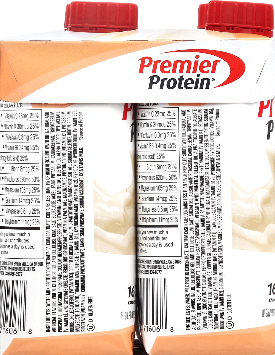 slide 7 of 9, Premier Protein 4 Pack Peaches & Cream Protein Shake 4 ea, 4 ct