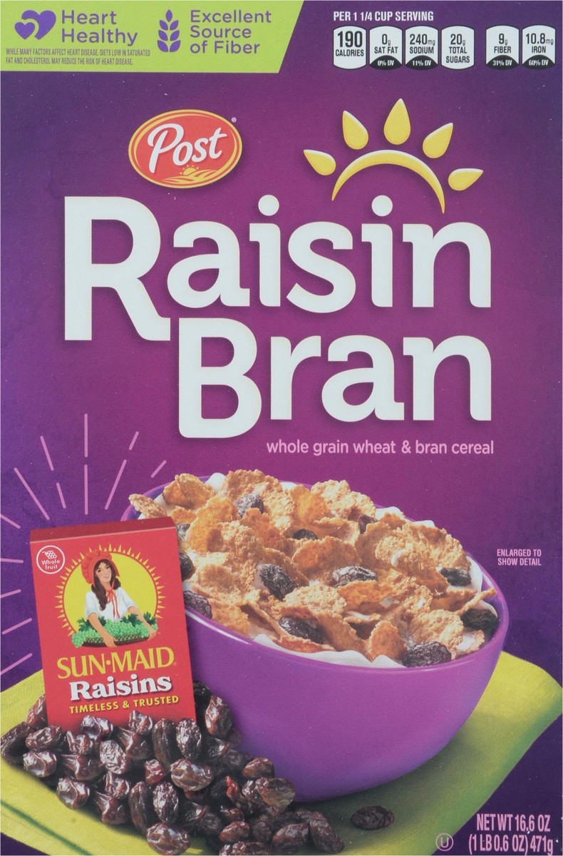 slide 6 of 14, Post Raisin Bran Cereal, 16.6 OZ Box, 16.60 oz