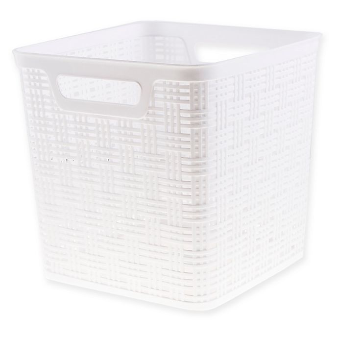 slide 1 of 1, Relaxed Living Starplast Plastic Wicker Tall Storage Basket - White, 1 ct