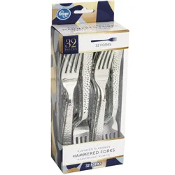 Kroger Elevated Elegance Heavyweight Plastic Hammered Forks - Silver