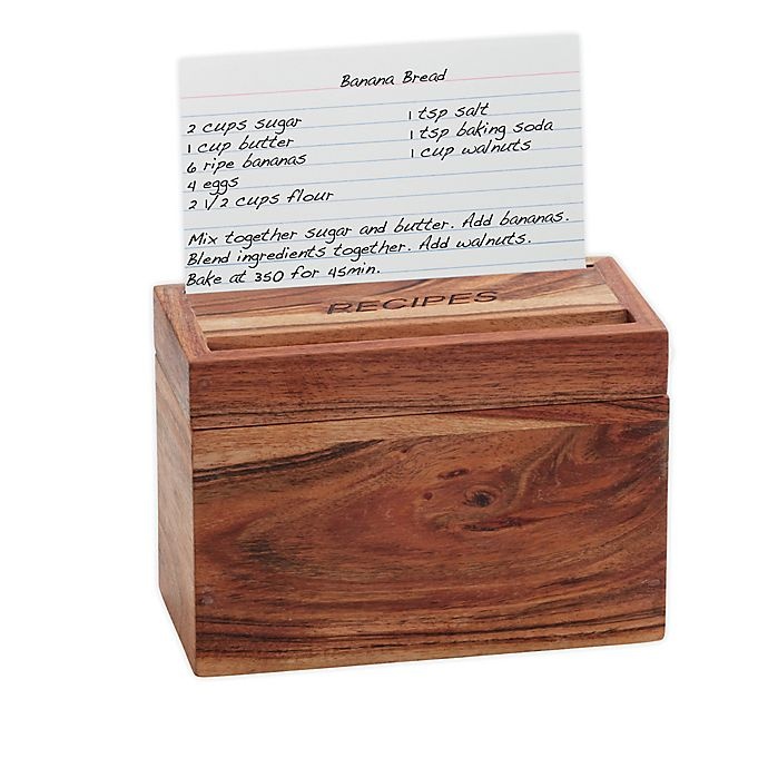 slide 1 of 8, Artisanal Kitchen Supply Wooden Recipe Box - Brown, 1 ct