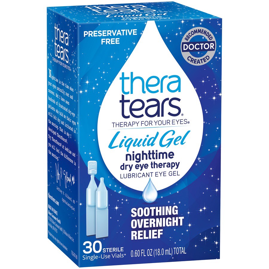 slide 2 of 6, TheraTears Liquid Gel Nighttime Lubricant Eye Gel 30 ea, 30.0 ct