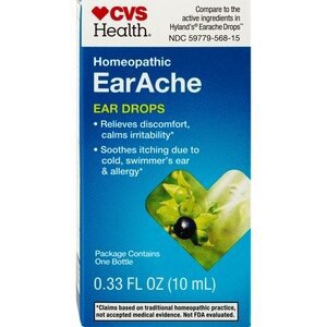 slide 1 of 1, CVS Health Homeopathic Earache Ear Drops, 0.33 Oz, 0.33 oz