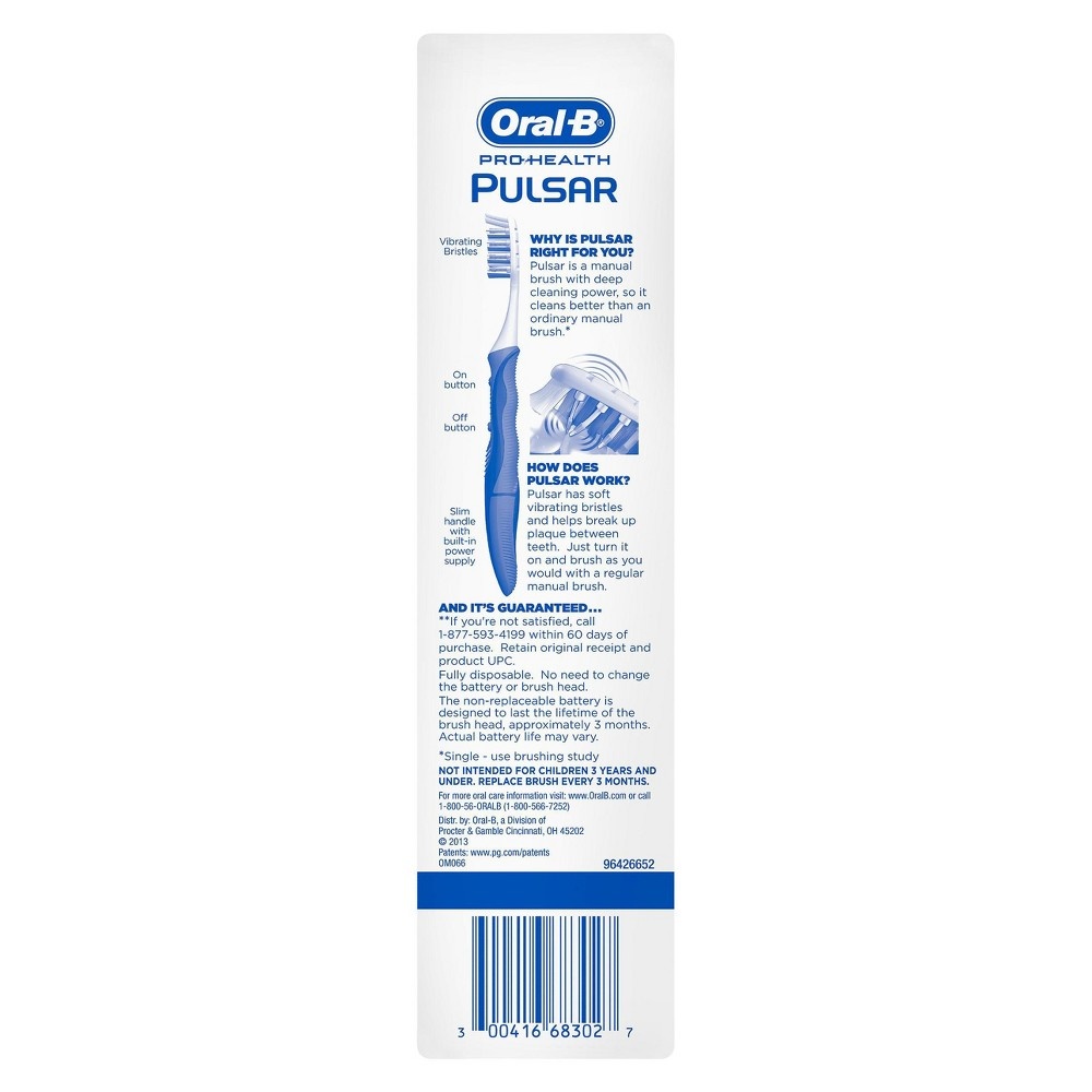 slide 4 of 9, Oral-B Pulsar Medium Bristle Manual Toothbrush, 2 ct