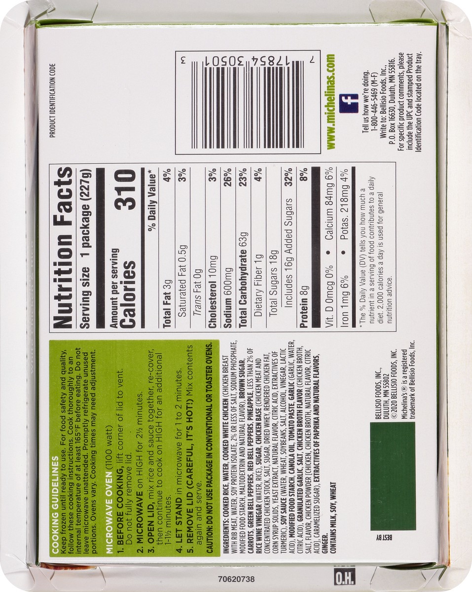slide 6 of 9, Michelina's Sweet and Sour Chicken w/Rice 8.0 Oz. (Frozen), 8 oz