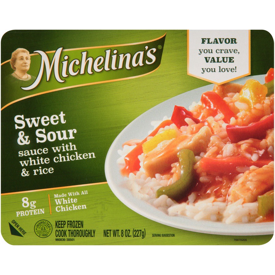 slide 1 of 9, Michelina's Sweet and Sour Chicken w/Rice 8.0 Oz. (Frozen), 8 oz