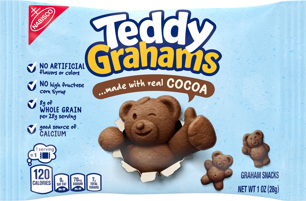 slide 7 of 14, Teddy Grahams Chocolate Graham Snacks, 1 oz Snack Pack, 0.06 lb