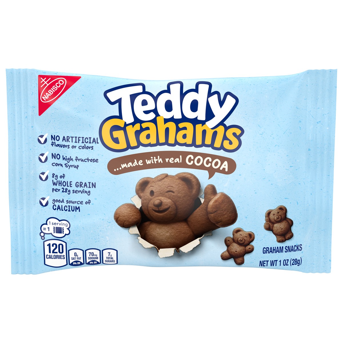 slide 1 of 14, Teddy Grahams Chocolate Graham Snacks, 1 oz Snack Pack, 0.06 lb