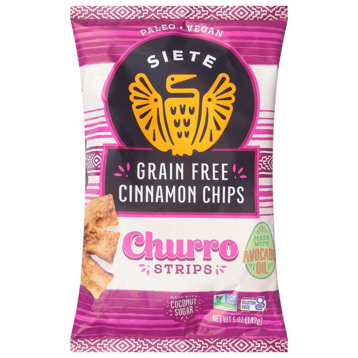 slide 1 of 9, Siete Grain Free Cinnamon Chips Churro Strips 5 oz, 1 ct