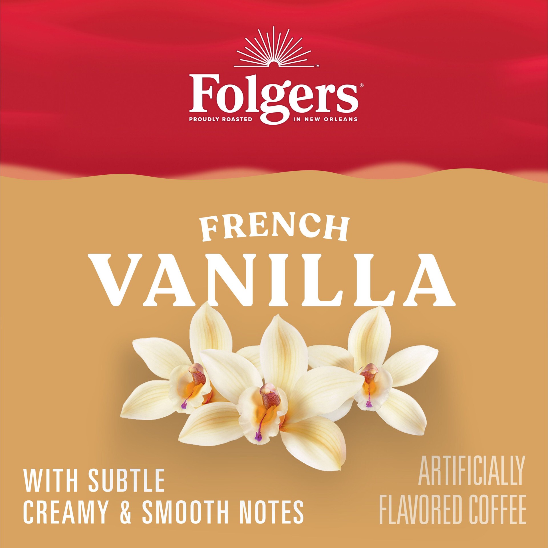 slide 6 of 8, Folgers French Vanilla Artificially Flavored Coffee, 12 K-Cup Pods, 12 ct