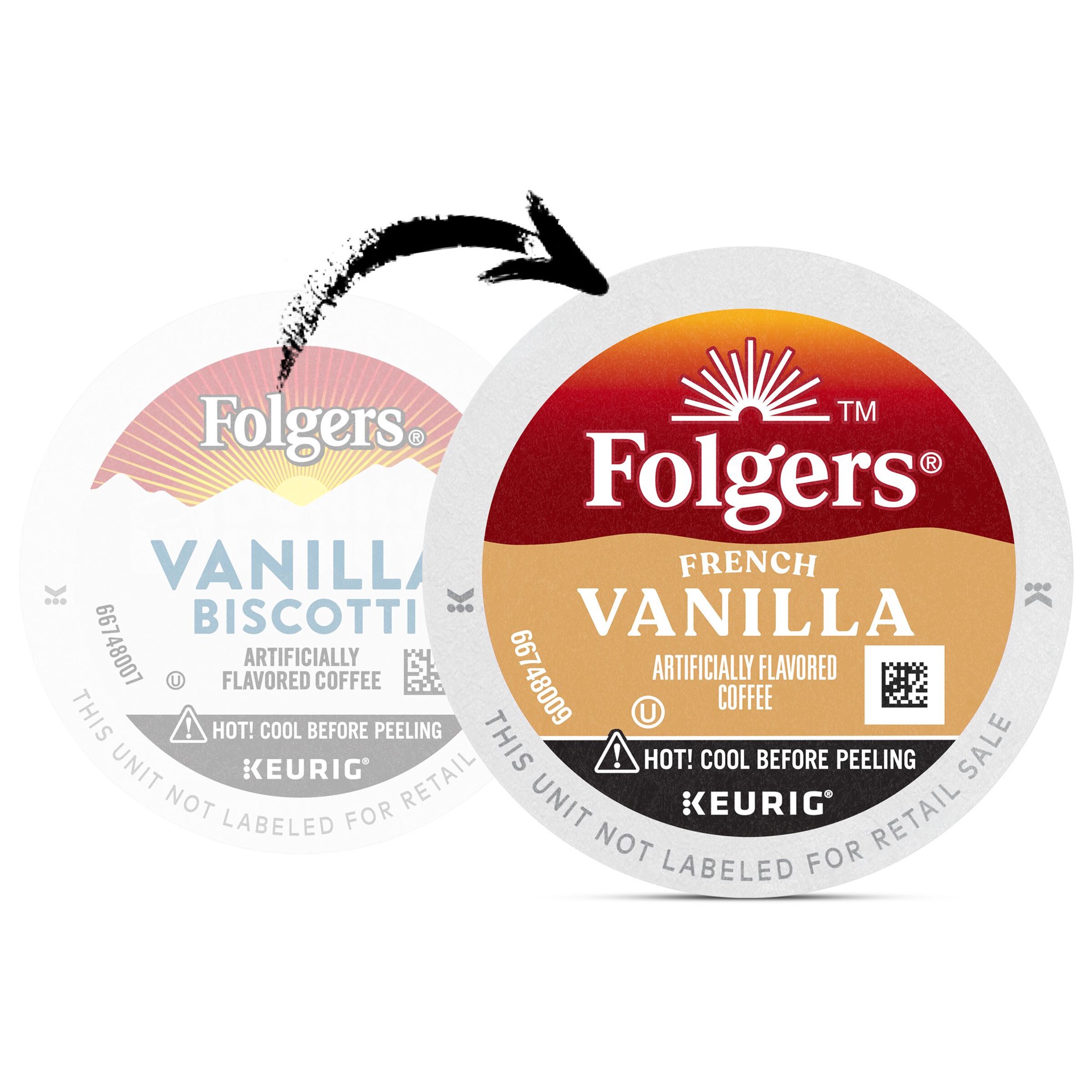 slide 2 of 8, Folgers French Vanilla Artificially Flavored Coffee, 12 K-Cup Pods, 12 ct