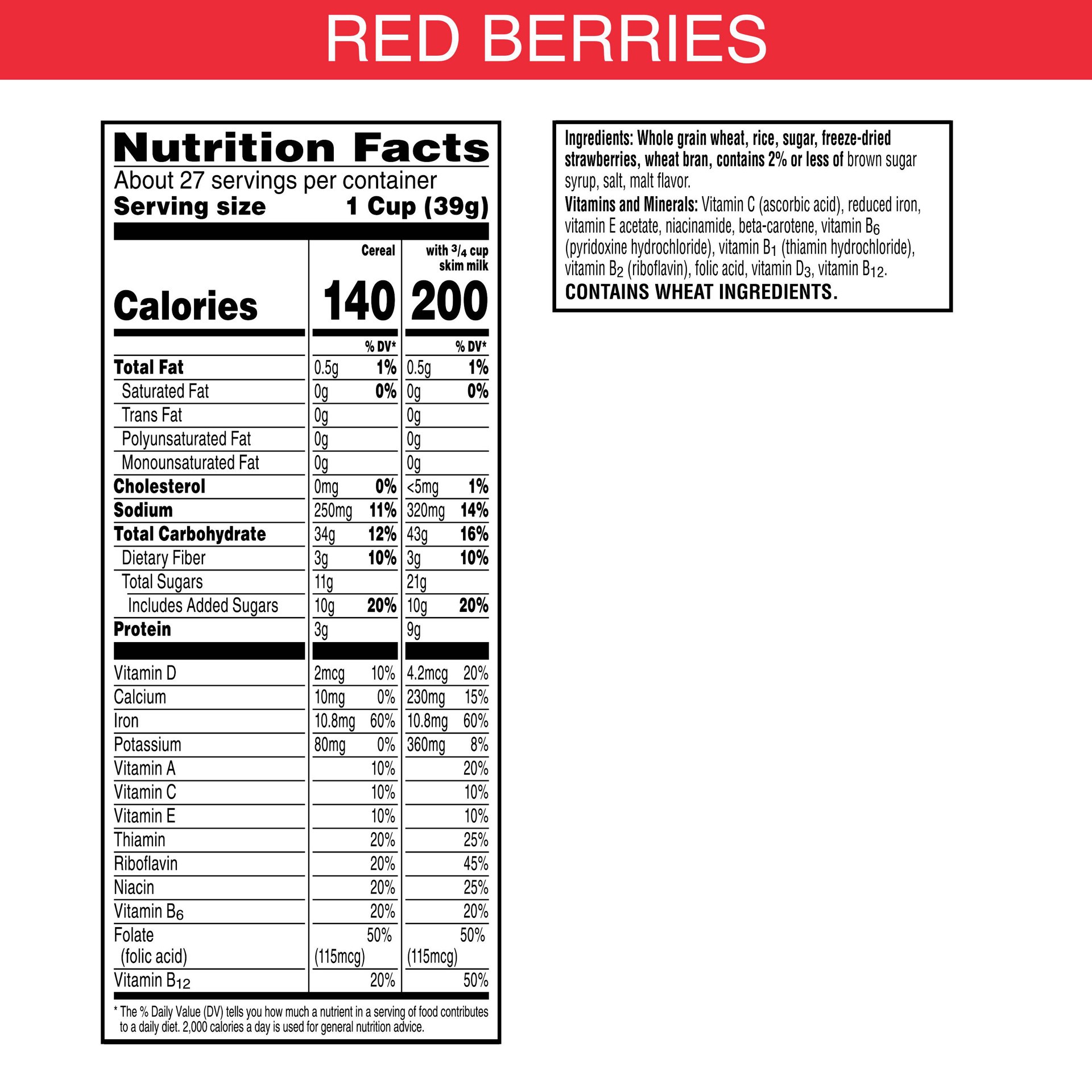 slide 3 of 5, Special K Kellogg's Special K Breakfast Cereal, 11 Vitamins and Minerals, Made with Real Strawberries, Red Berries, 37oz Box, 2 Bags, 37 oz