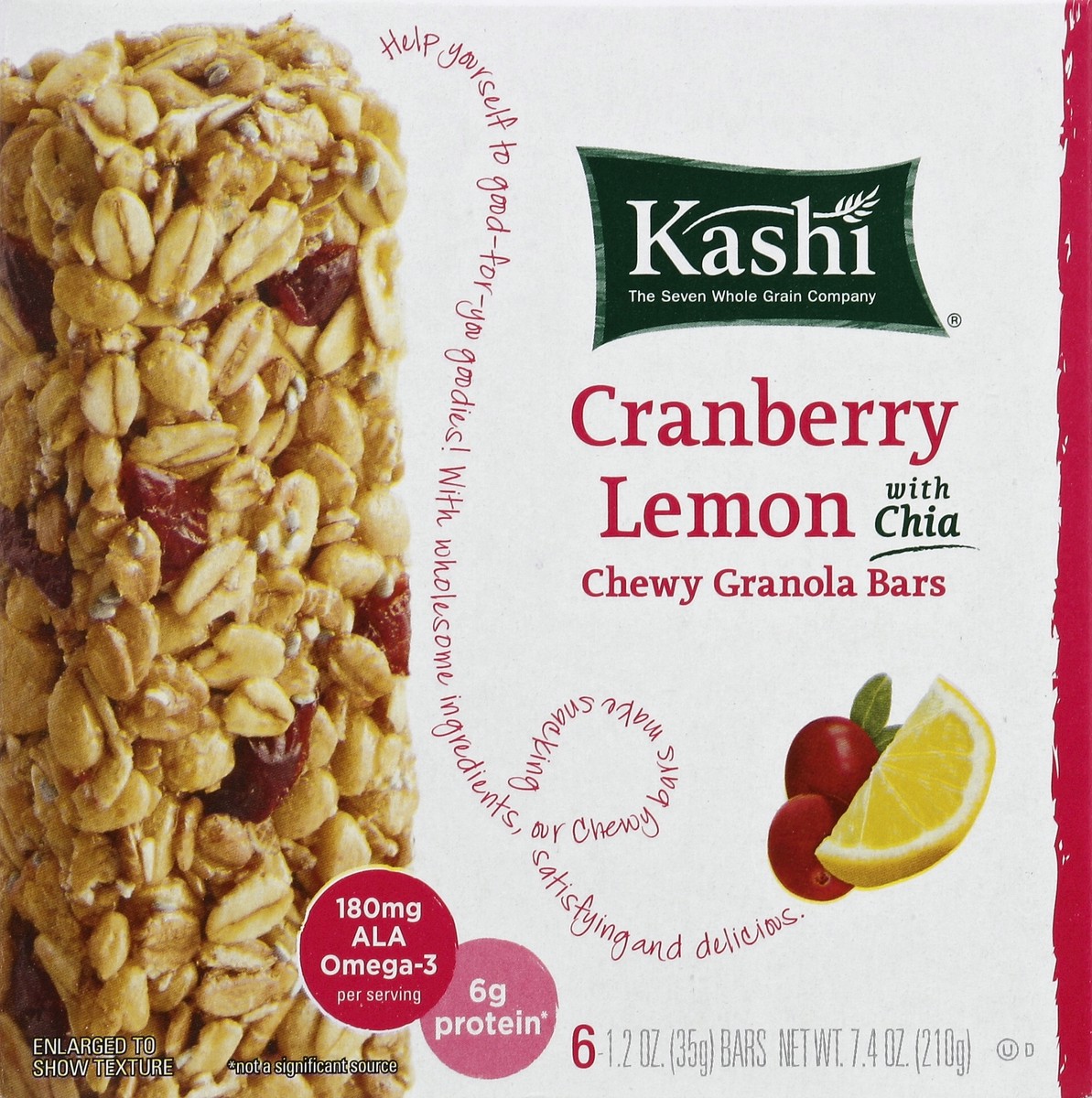 slide 4 of 4, Kashi Cranberry Lemon With Chia Chewy Granola Bars, 6 ct