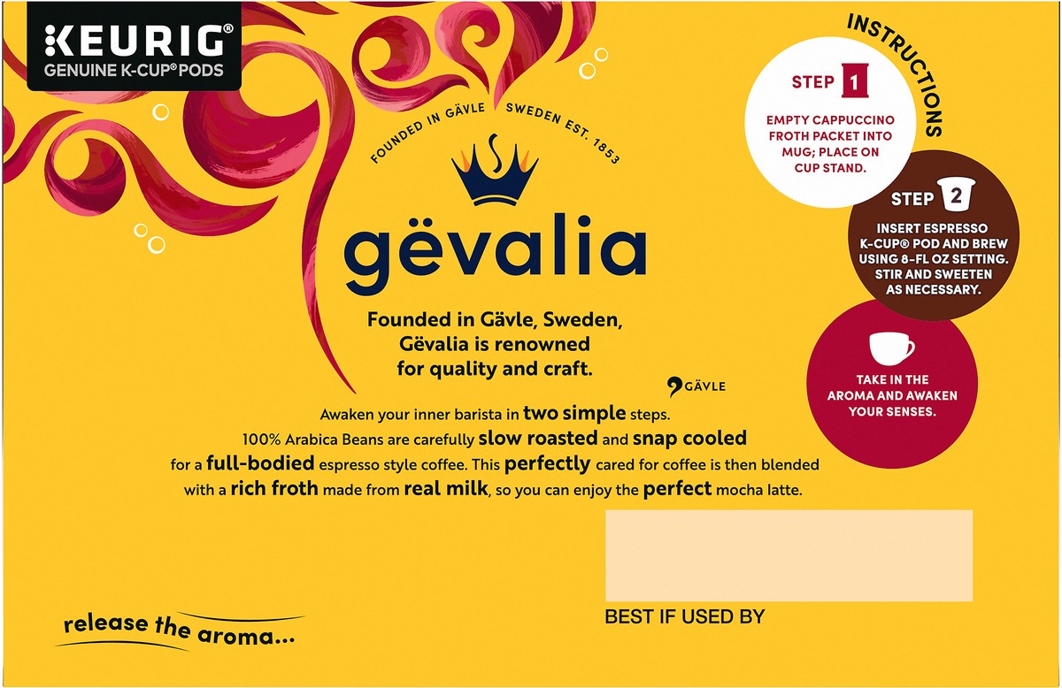 slide 5 of 9, Gevalia Frothy 2-Step Artificially Flavored Cappuccino Espresso Style K‐Cup Coffee Pods & Froth Packets Kit, 6 ct. Box, 6 ct