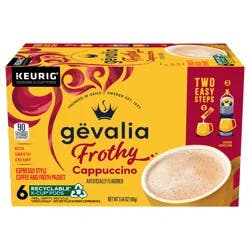 Gevalia Frothy 2-Step Artificially Flavored Cappuccino Espresso Style K-Cup Coffee Pods & Froth Packets Kit, 6 ct. Box