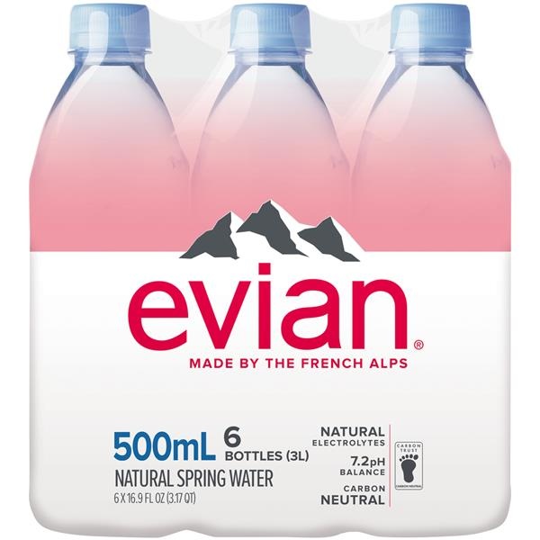 slide 1 of 1, Evian Natural Spring Water, 1.05 pint