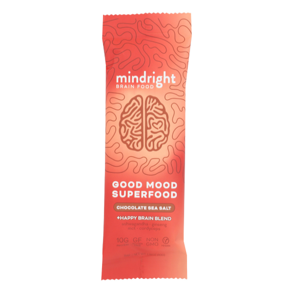 slide 1 of 1, Mindright Nootropic-infused Chocolate Sea Salt Protein Bar, 1.76 oz