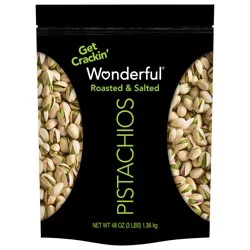Wonderful Pistachios, In Shell Roasted & Salted Nuts, 48 oz Resealable Pouch