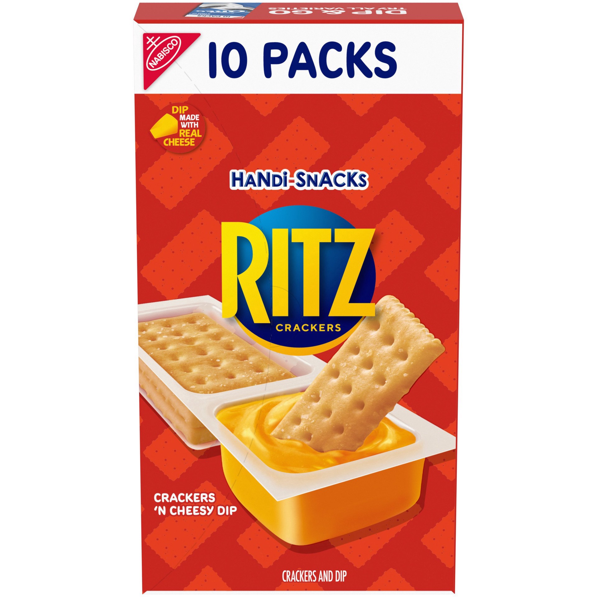 slide 1 of 1, Ritz Handi-Snacks RITZ Crackers 'N Cheesy Dip Snack Packs, 10 Snack Packs, 9.5 oz