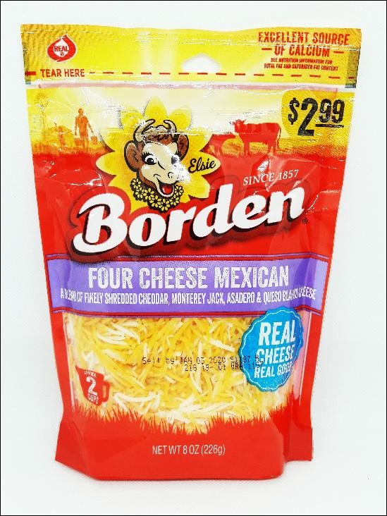 slide 1 of 1, Borden Four Cheese Mexican Blend, 8 oz